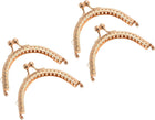 4Pcs Metal Purse Frame, 3.35" Kiss Lock Clasp Frame Retro Arch Embossed Clutch Frame for Coin Purse Handbag Making DIY Craft, Light Gold