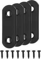 4 Set Flat Repair Plates, 0.63 x 1.8 Inch Stainless Steel Flat Straight Brace Bracket Mending Joining Plates with Screws for Fixing Wooden Furniture Corner, Black