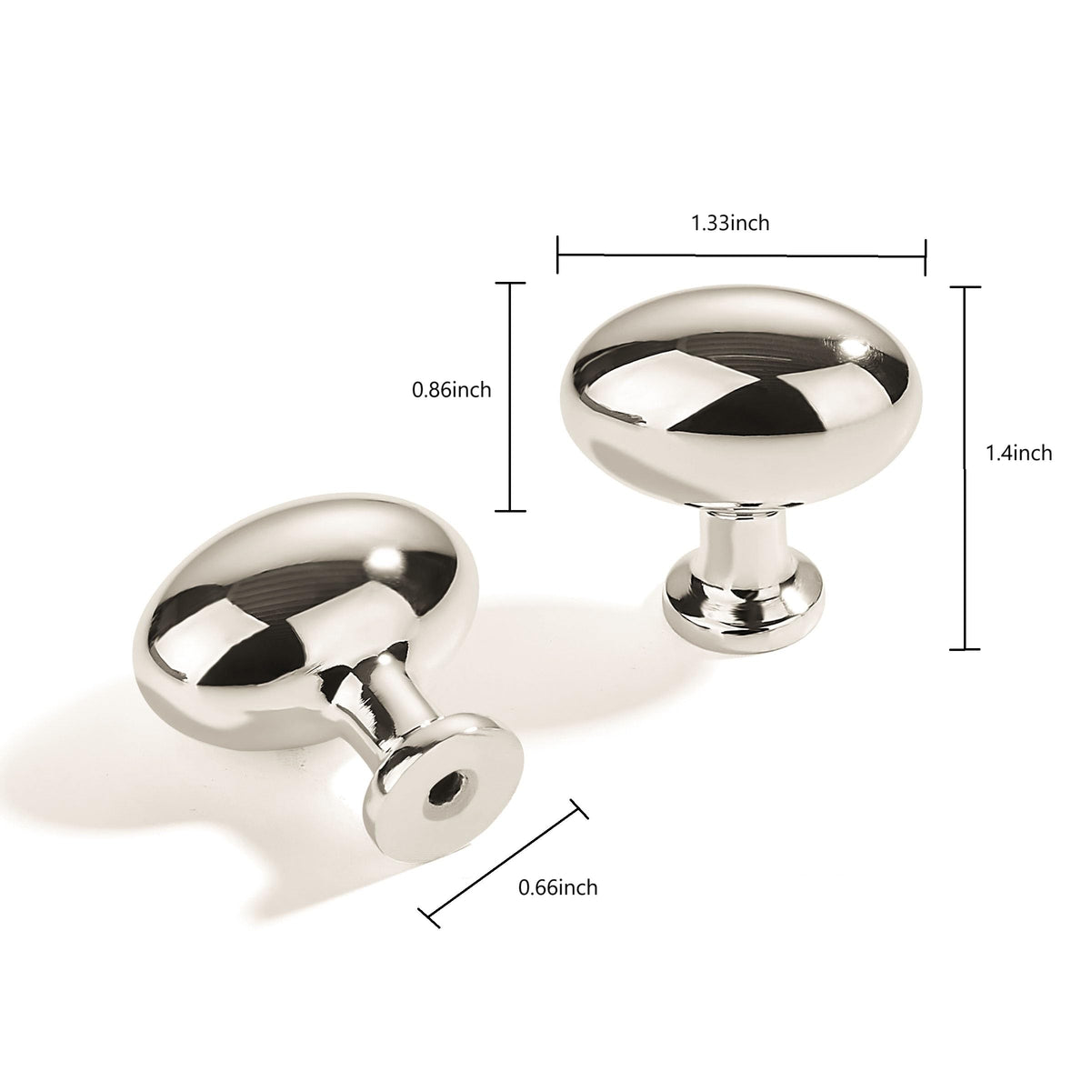 LinkMejor 10 Pack Polished Nickel Oval Cabinet Knobs: Modern Drawer Knobs, Kitchen Cabinet Hardware, Zinc Knobs for Dresser Drawers