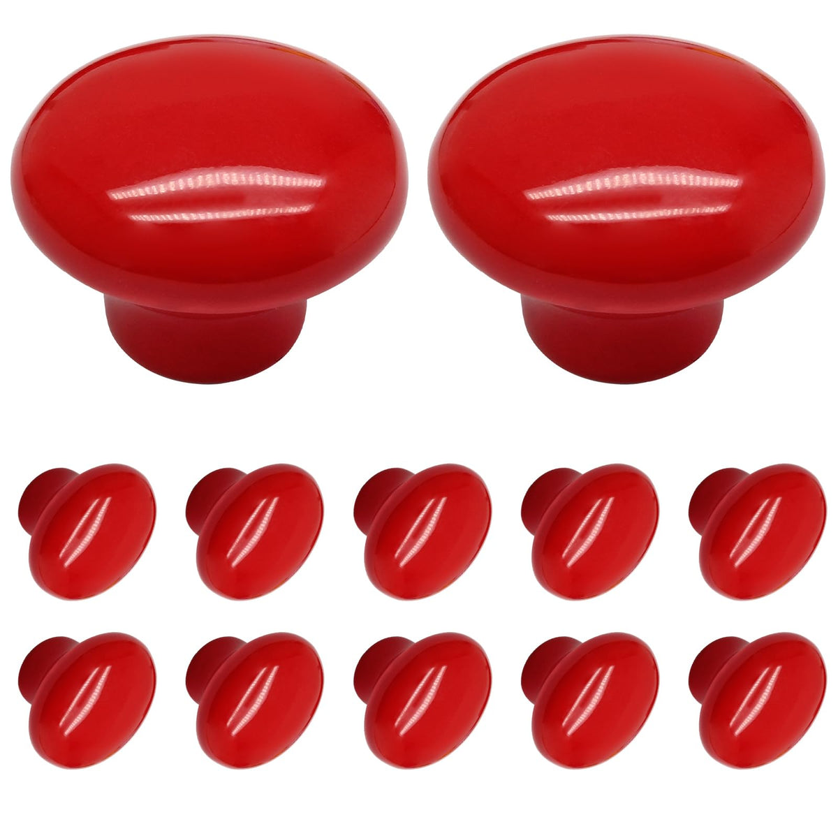 LinkMejor Red Ceramic Kitchen Cabinet Knobs, 32mm/1.26 Inch, 10 Pack