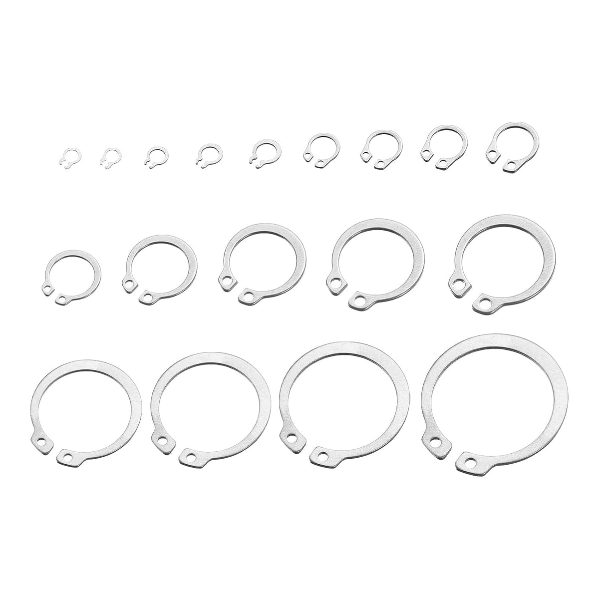 365 Pcs External Retaining Rings, 18 Sizes 304 Stainless Steel External Circlip Snap Rings Assortment Kits Round Wire Snap Rings for Valves Electrical Appliances