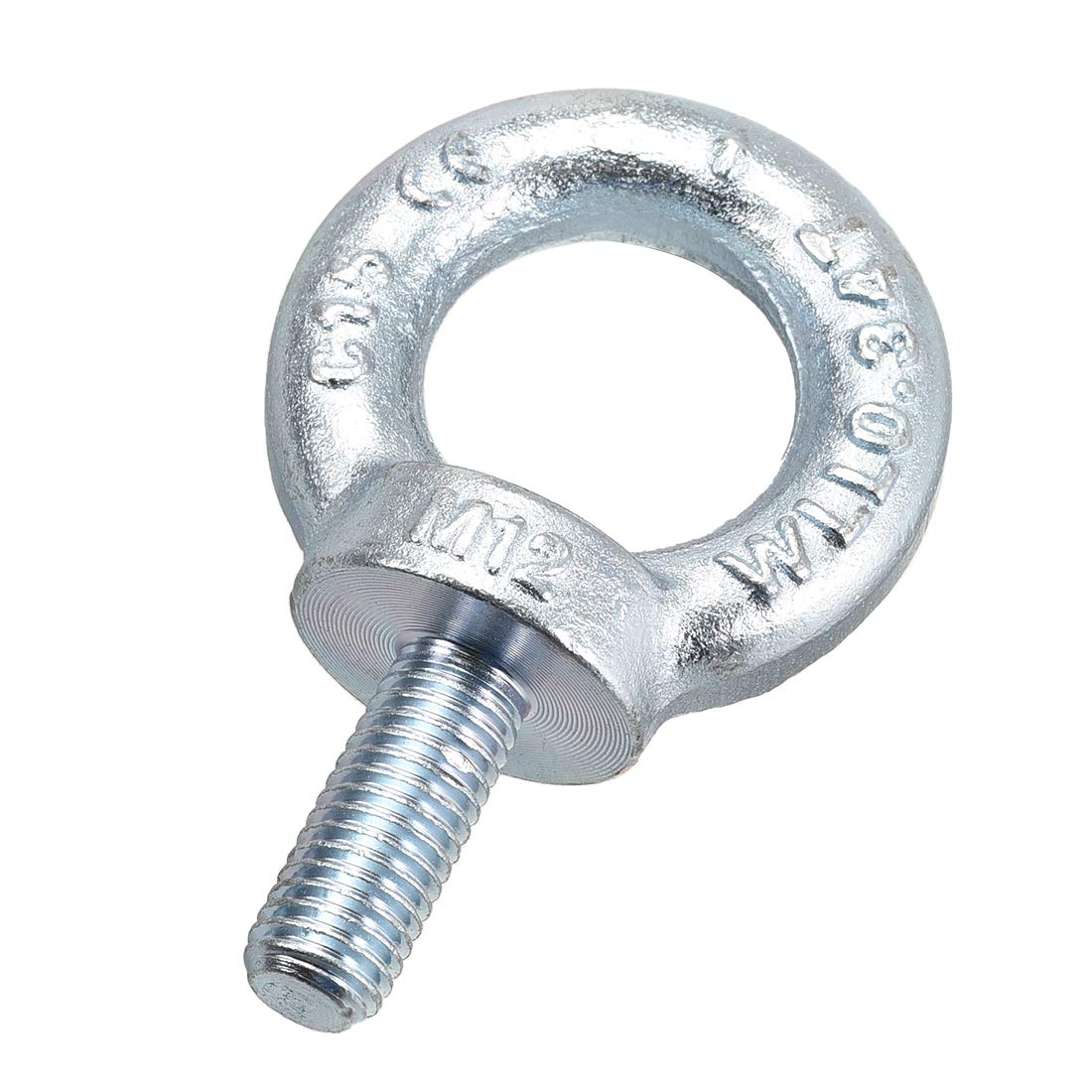 Lifting Eye Bolt M12 x 30mm Male Thread C15 Carbon Steel for Hanging, Pack of 2