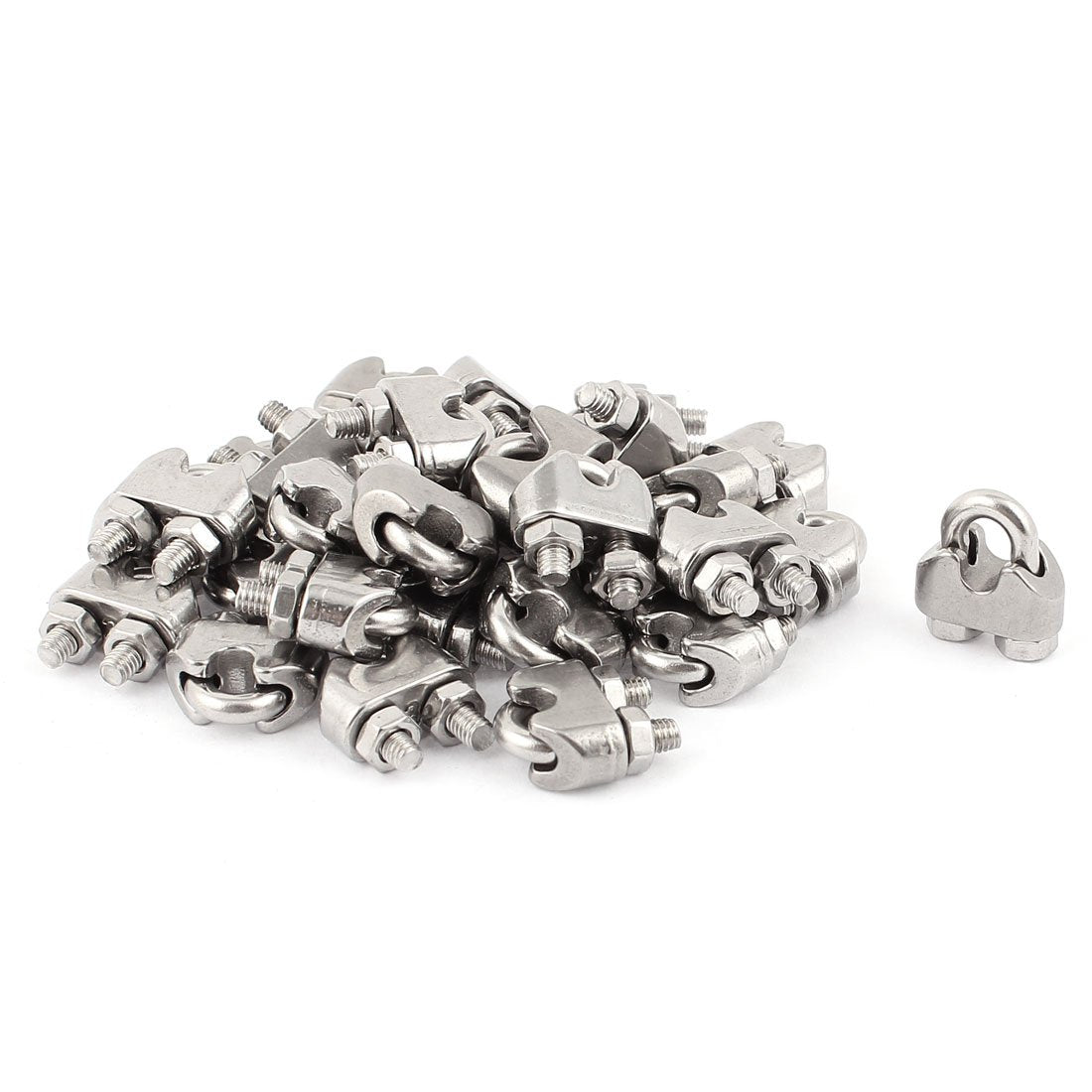 3mm 1/8 Inch Stainless Steel Wire Rope Cable Clamp Clips 30 Pcs