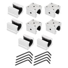 8pcs SBR20UU Linear Bearing Block 20mm Open Slide Bearing Long Block for SBR20 Linear Motion Shaft Guides Slide Rails as 3D Printer CNC Router Part, Silver Tone