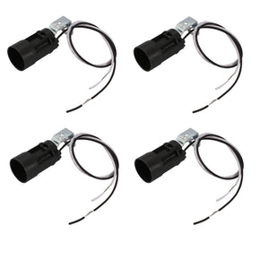Lamp Socket, 111-240V 2A E14 60x23mm LED Bulb Light Holder for Floor Desk Table Lights, Plastic Black, Pack of 4
