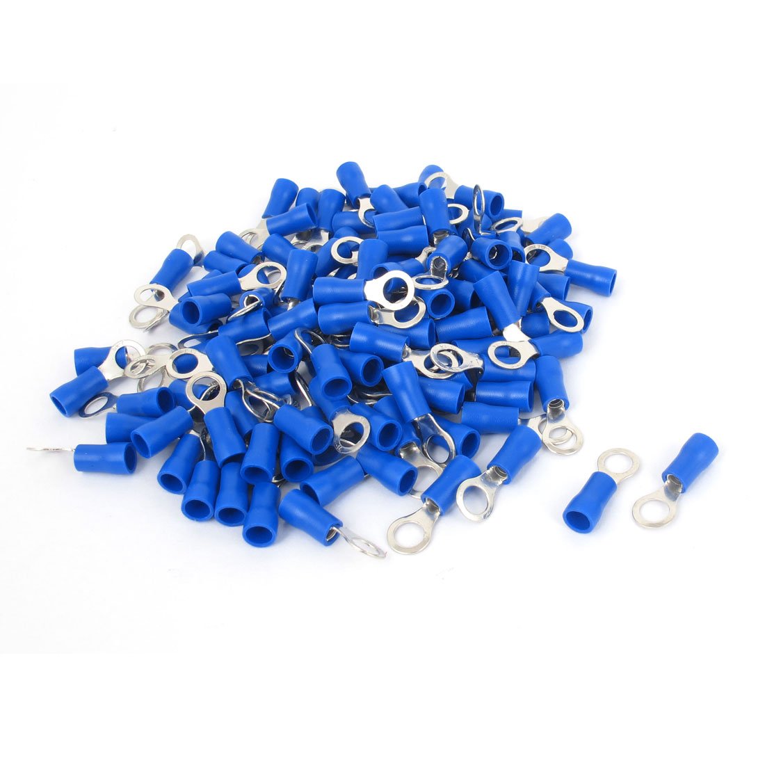 RVS2-5 16-14 AWG Gauge Crimp Style Wire Ring Terminals with 120 Piece, Blue