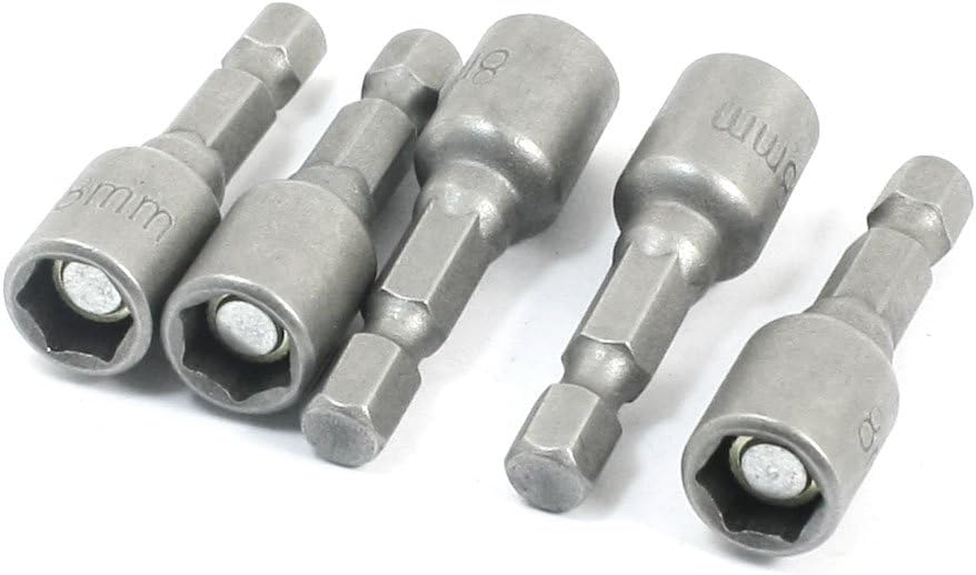8mm Magnetschraubendreher Bit/Sechskantschraubenschlüssel, 42mm, Grau, 5-teilig