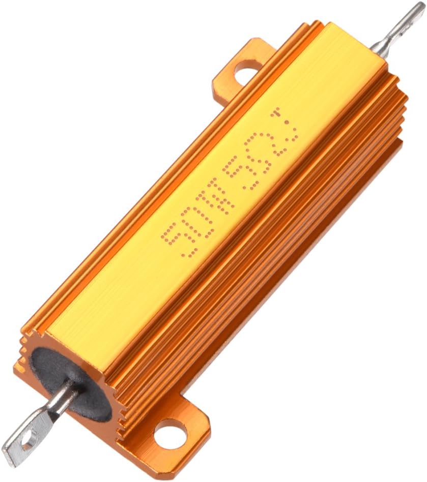 50W 5 Ohm 5% Aluminum Housing Resistor Screw Tap Chassis Mounted Aluminum Case Wirewound Resistor Load Resistors Gold Tone 1pcs