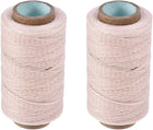 LinkMejor Leather Sewing Thread 273 Yards 150D/1mm Polyester Flat Waxed Cord for Hand Stitching Leather Bookbinding,Craft DIY, (Pale Pink, 2pcs)