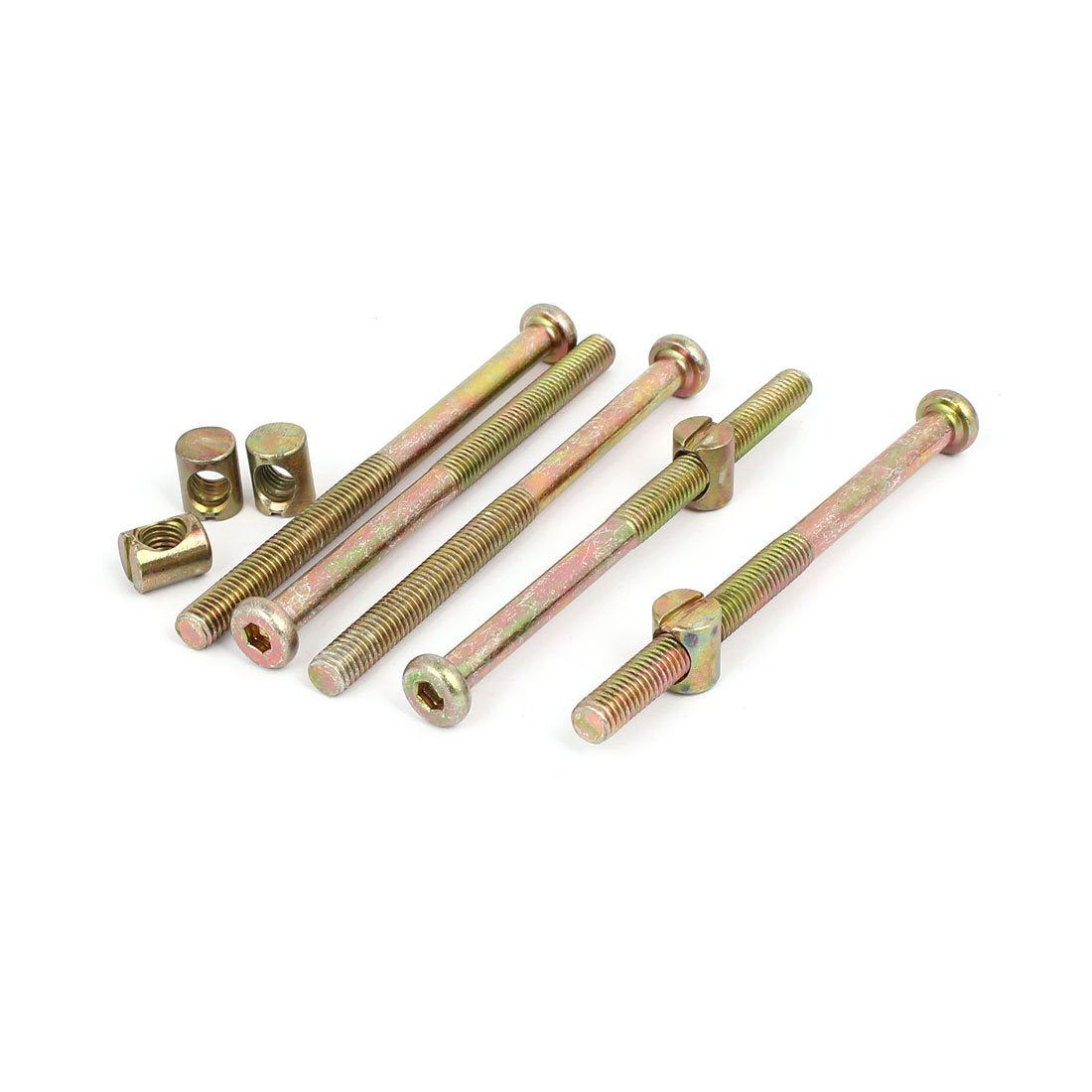 M8x110mm 64mm Long Thread Hex Key Drive Socket Furniture Bolt w Barrel Nut 5 Set