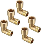 Brass Elbow Pipe Fitting 90 Degree 1/4 BSP Male X 1/4 PT Female Coupler 5pcs