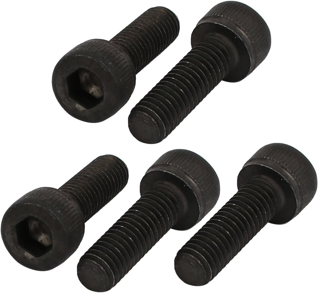 5pcs M5x16mm Fully Thread 12.9 Grade Hex Socket Cap Left Hand Screw Bolt Black