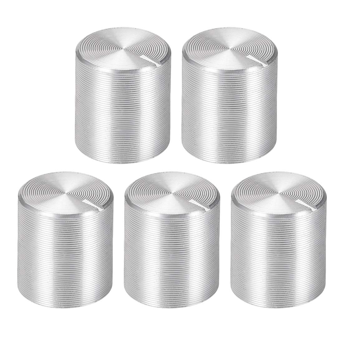 5pcs Potentiometer Knob Knurled Shaft Silver Tone Aluminum 6mm Shaft Dia. Rotary Knob 10mmx10mm Volume Control Knob