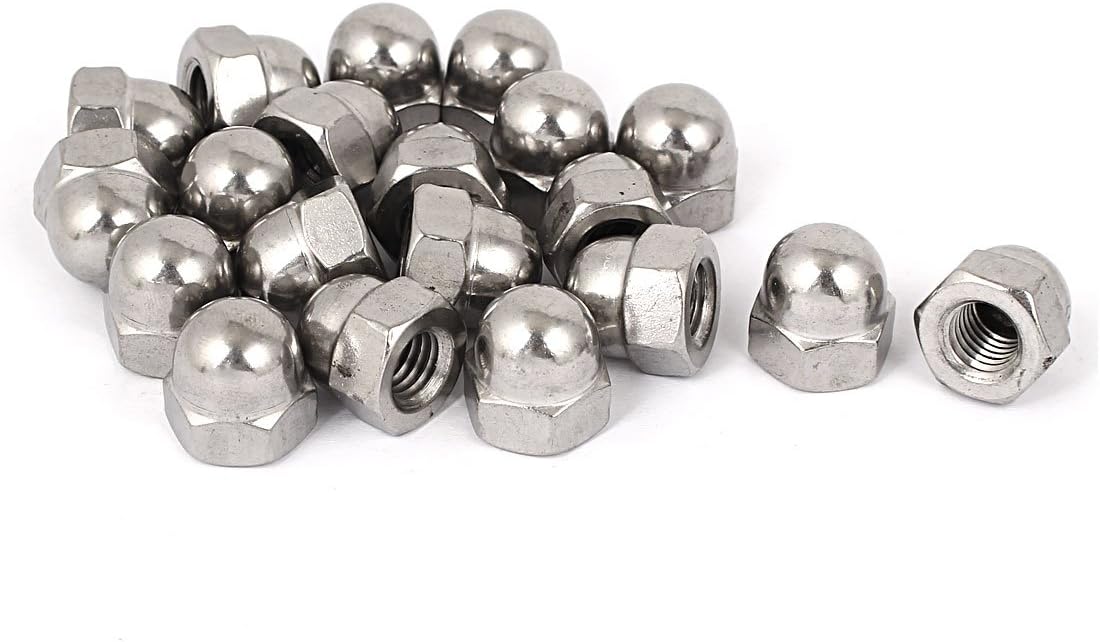 Acorn Hex Cap Nuts - 20Pcs M10 Dome Nuts 201 Stainless Steel Hexagon Decorative Cap Nut for Screws Bolts Silver Tone