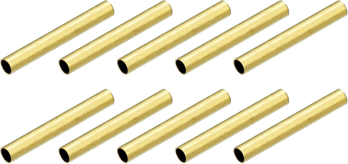 Brass Tube Spacer Beads, 2mm x 15mm Glossy Bead 1.7mm Inner Dia for DIY Jewelry Making Crafts Projects, Gold Tone 100Pcs