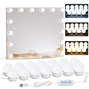 LinkMejor Miroir de Maquillage LED, Style Hollywood, 14 Ampoules Éclairage Maquillage