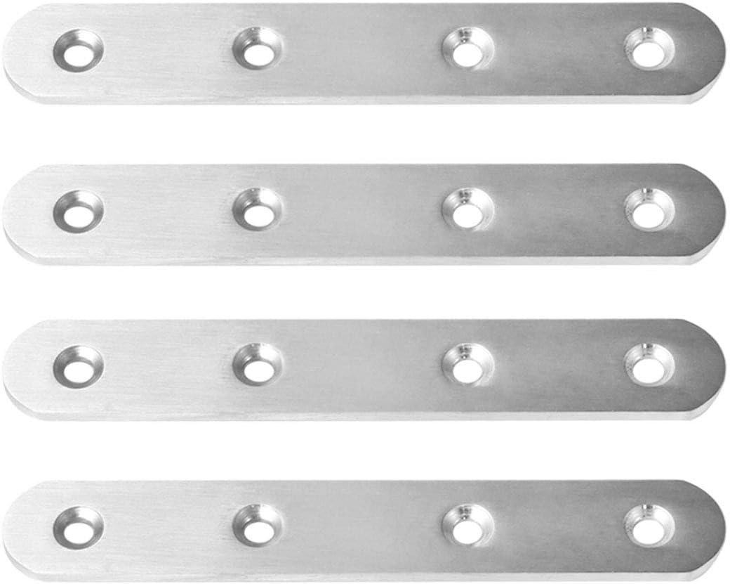 4pcs Straight Bracket Stainless Steel Flat Brace Fastener Brackets Corner Protector Supporter with Screws 100mm
