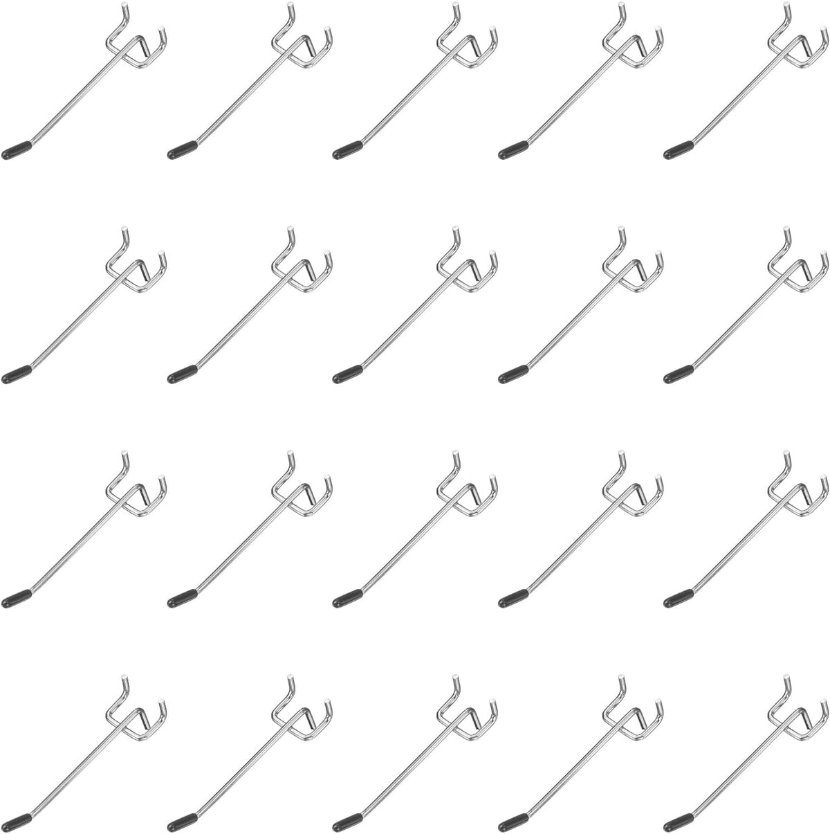 20Pcs Pegboard Hooks, 3.9 in L Shape Pegboard Wall Hook Heavy Duty Peg Board Shelving Hook 0.16" T Fit 1" Hole Pegboard for Wall Organizing, Garage, Kitchen, Store, Silver
