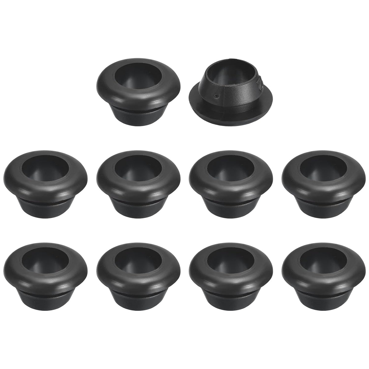 50 Pcs Rubber Grommets, 10mm ID 12mm Drill Hole Double Sided Hollow Firewall Hole Plugs Round Electrical Wiring Gasket, Black