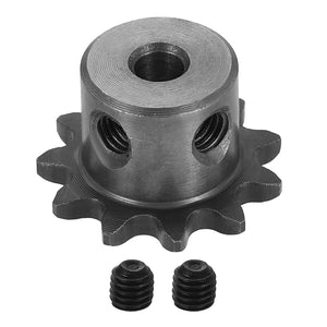 #25 Chain Roller Sprocket 5mm Bore 25.5mm OD, 11 Tooth 45# Steel ANSI Chain NO.25 Roller Sprocket Round Hole with Set Screws for ISO 04C Chain, Natural Finish