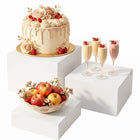 LinkMejor Rialzi Buffet, 3 Pz Stand Quadrati in Acrilico Bianco per Party e Eventi