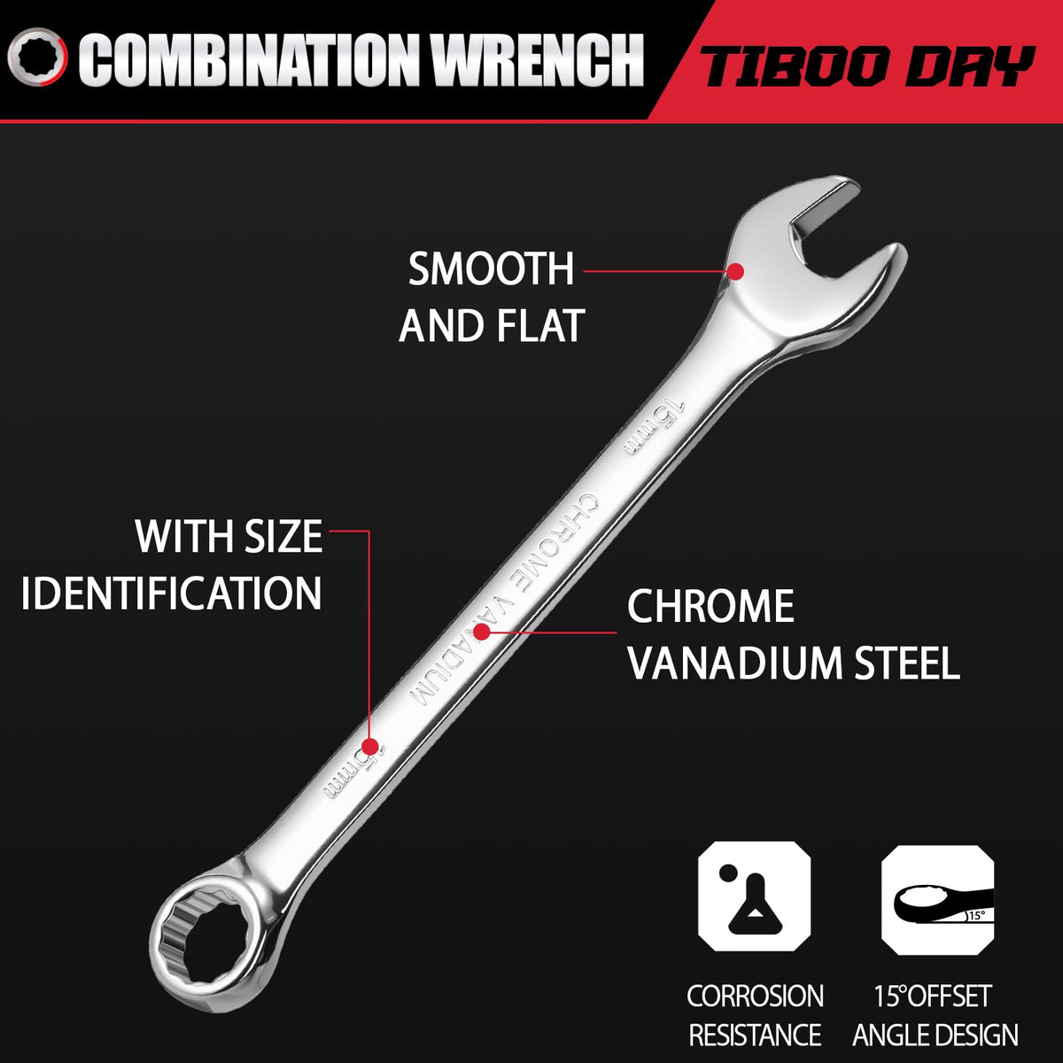 LinkMejor Combination Wrench 5/16" SAE Combination Spanner CR-V Steel