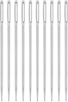 30 Pcs Large Eye Sewing Needles, 1.65 Inch 1.05mm High Carbon Iron Embroidery Thread Needle Sewing Big Eye Needle Knitting Needles for Hand Sewing Art Crafts, Silver