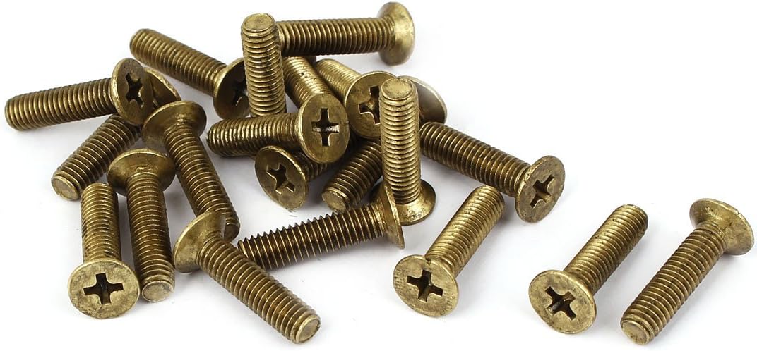 M5 x 20mm Metric Phillips Brass Flat Head Countersunk Screws 20 Pcs