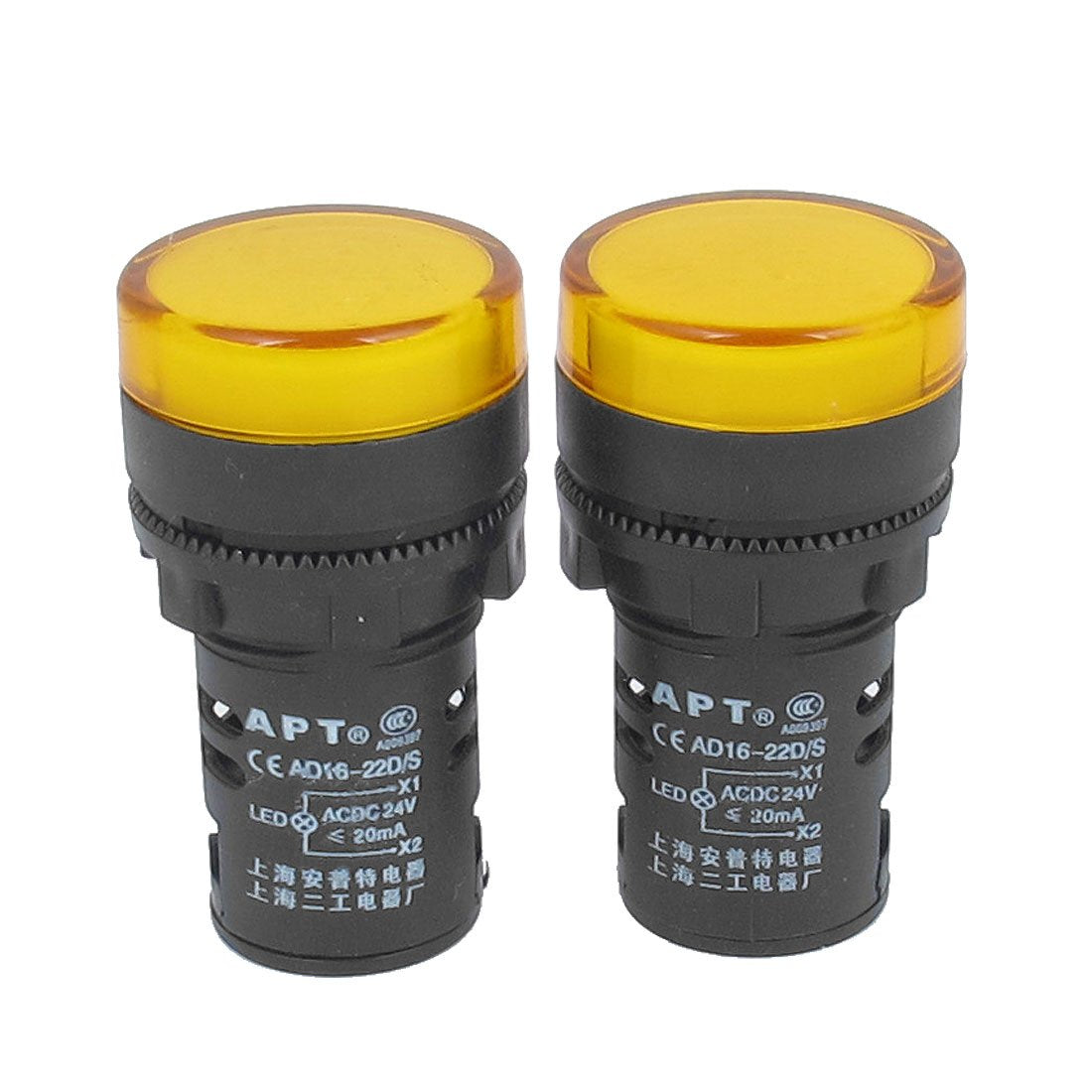 AC 24V 20MA Electrical Circuit LED Indicator Signal Light Orange 2Pcs