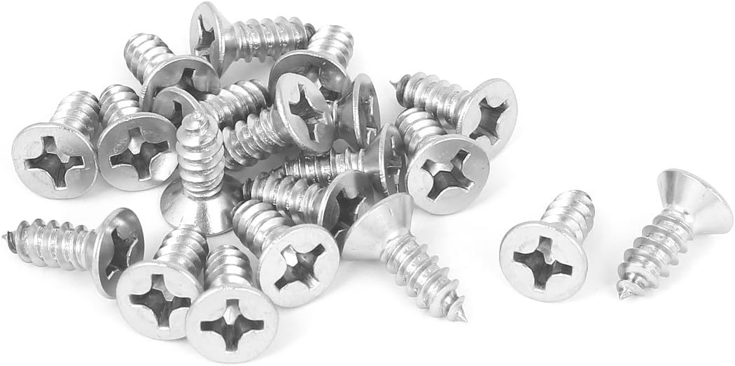 M5.5x16mm 316 Stainless Steel Flat Head Phillips Self Tapping Screws Bolts 20pcs
