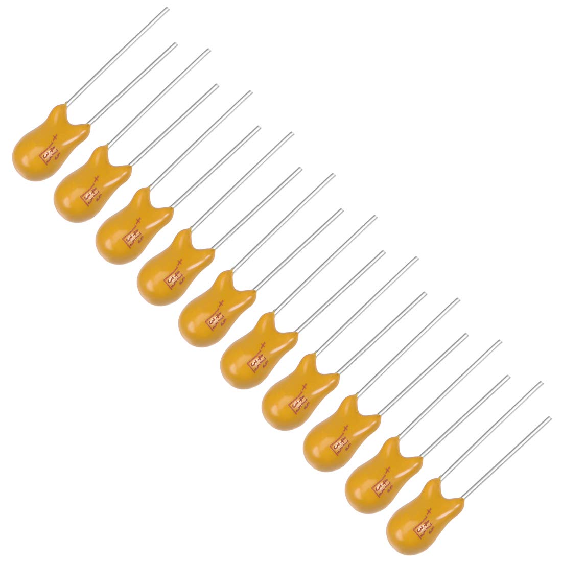 4.7uF Tantalum Capacitor, 35V 2 Pin Yellow Radial Electrolytic Capacitor Dipped Tantalum Bead Capacitors 10pcs