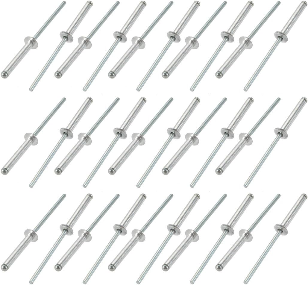 30 Pcs 3.2mm x 21mm Aluminum/Steel Open End Blind Rivets