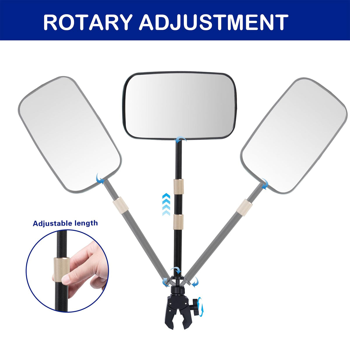Specchio posteriore per barche Pontoon con asta telescopica 360° angolo ampio