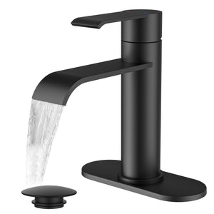 LinkMejor Waterfall Badkraan Einzelpot Mat Zwart