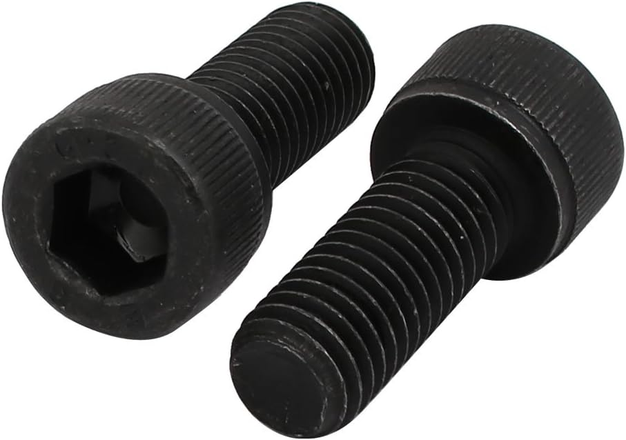 2pcs M10x25mm 12.9 Grade Hex Socket Cap Left Hand Thread Screw Bolt Black