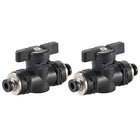 Pneumatic Ball Valve, Push to Connect, 4mm Inner Diameter, for Air Flow Control, Plastic Zinc Alloy Black 2Pcs