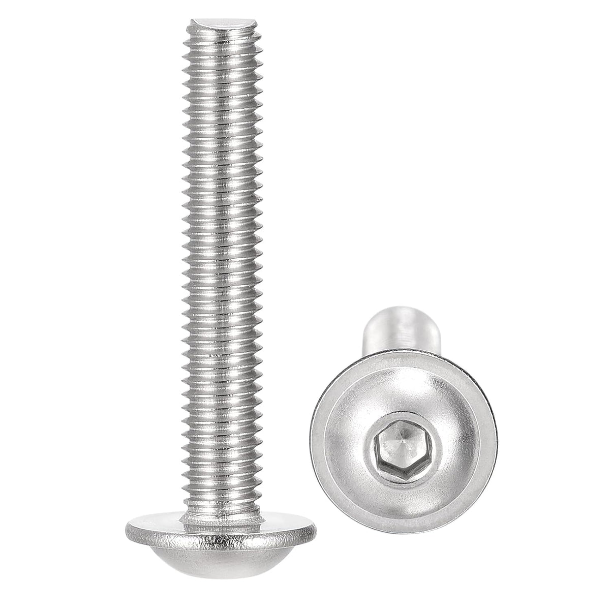 Flanged Button Head Socket Cap Screws, M5*30mm Hex Socket Drive Screw, 304 Stainless Steel Fasteners Bolts, Fully Threaded Machine Screw 25Pcs