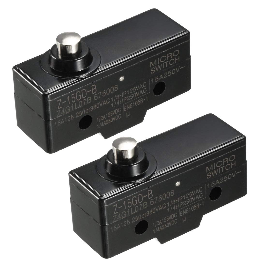 2PCS Z-15GD-B 1NO + 1NC Short Reed Snap Button Lever Type Micro Switches