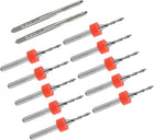Metric Machine Tap and Drill Bits Set,M2 H2 Uncoated 3 Straight Flutes Thread Tapping DIY Tool 1.6mm Tungsten Carbide CNC Engraving Print Circuit Board PCB Drilling Bit 12pcs