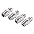 Hex Nipple 1/4 NPT X 7/16-20UNF 304 Stainless Steel Pipe Tube Fitting 4Pcs