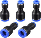 5pcs Push to Connect Fittings Tube Connect 25/64" -15/64" OD Reducing Straight Union Push Fit Fittings Tube Fittings Push Lock Blue
