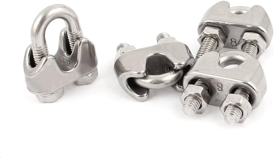 8mm 5/16-inch Stainless Steel Wire Rope Cable Clamp Clips 4pcs