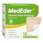LinkMejor Silicone Foam Dressing 4x4 with Adhesive Border Waterproof 10 Pack
