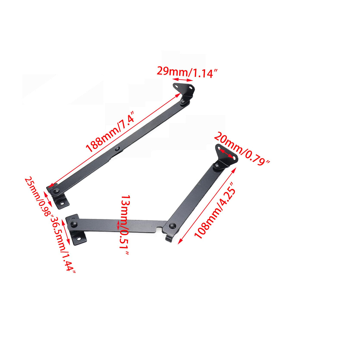 LinkMejor 2 Pcs Hinges de Support de Capot Noir, Pivotantes et Pliables
