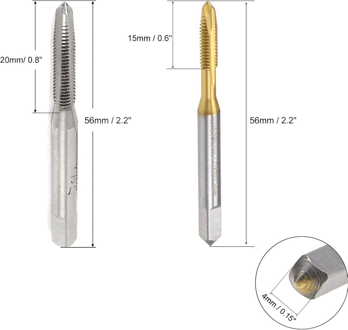 5pcs Tappo di Trattamento a Dente a Spirale M4 Dente 0.7 Passaggio Titanio Rivestito HSS, M4 x 0.7 Metrico SKS2 Tondo 3 Fusi Base Taper Manuale