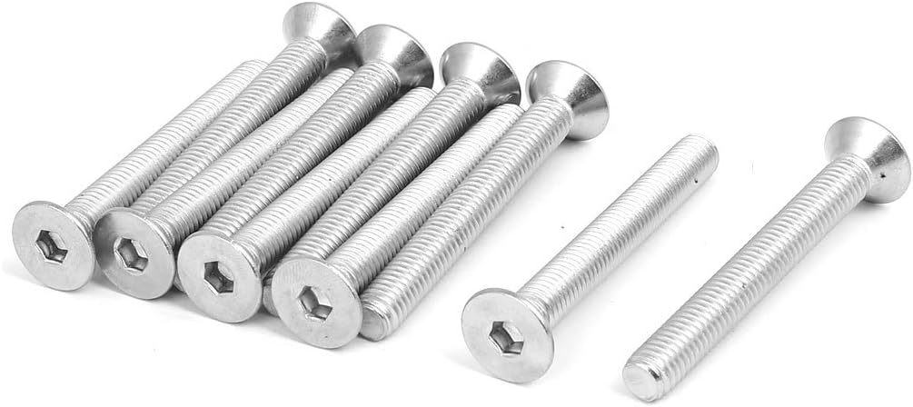 M8x65mm 304 Stainless Steel Flat Head Hex Socket Cap Screws DIN7991 10pcs