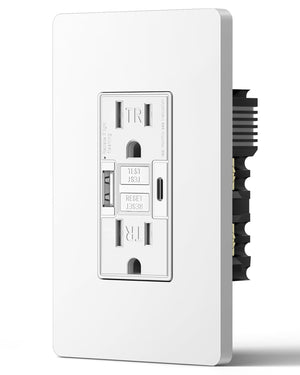 링크메이저 15A GFCI 아웃렛 USB 포트 4.8A/24W, ETL 등록