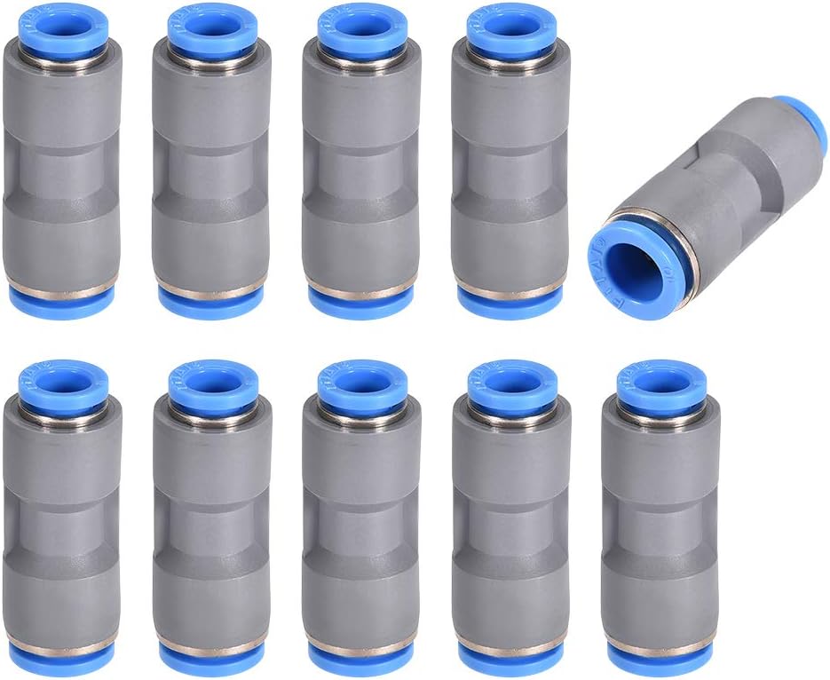 Düz İletim Bağlayıcı Azaltıcı Uygun 8mm'den 6mm'ye Hızlı Açılıp Kapama Hava Bağlayıcı Plastik Birleşik Boru Ucu Uygun Gri 10Adet