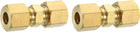 2Pcs Brass Compression Tube Fittings, 6.35mm Tube OD Connector, NPT Thread Compression Union Connectors & Compression Sleeves Ferrules, Brass Straight Coupling Adapter