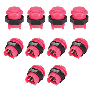 M28 Mounting Hole Momentary Game Push Button Switch Round for Arcade Video Games Pink 10pcs